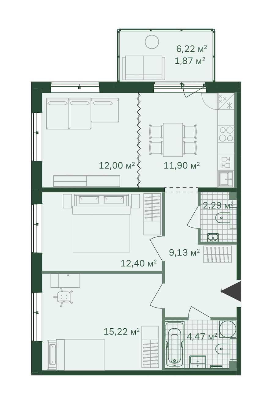 Трехкомнатная квартира в : площадь 69.28 м2 , этаж: 1 – купить в Санкт-Петербурге